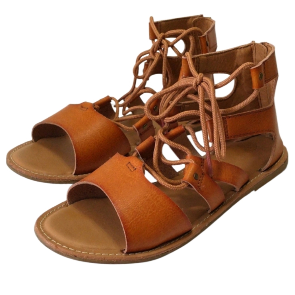 Old Navy Tan Lace-up Open Toe Big Kid's Sandals. Size/ 5Y